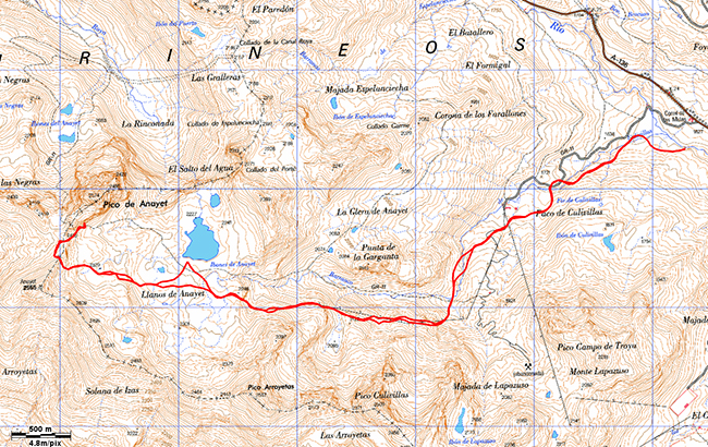 Mapa de la ruta Pico Pusilibro