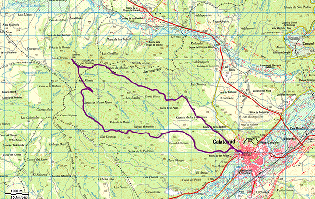 Mapa de la ruta Calatayud - Cruz de Armantes