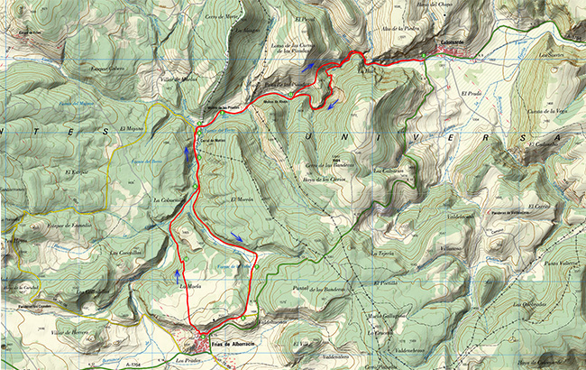 Mapa de la excursión al Barranco de la Hoz desde Calomarde