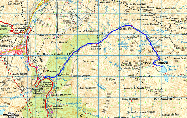 Mapa de la ruta Pico Pusilibro