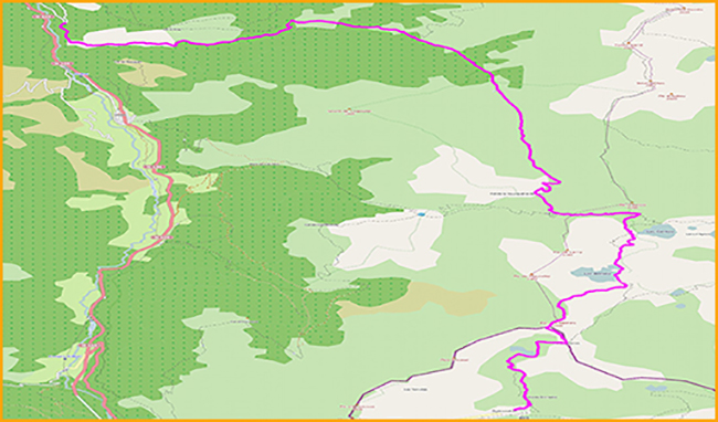 Mapa de la ruta Astún - Chemin de la Mature