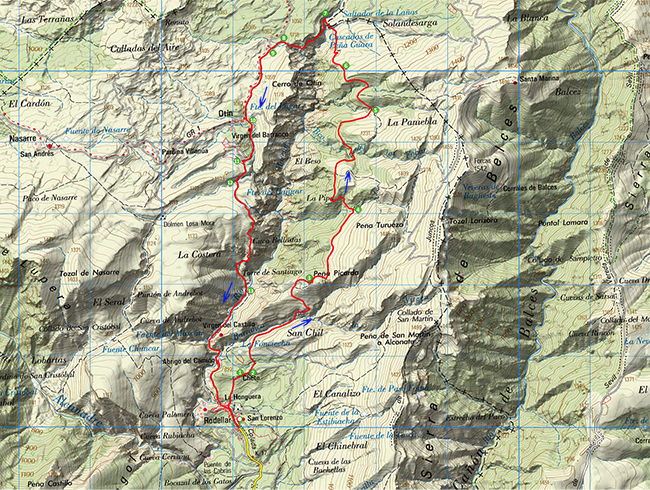 Mapa de la excursión Fajas del Mascún en Sierra de Guara