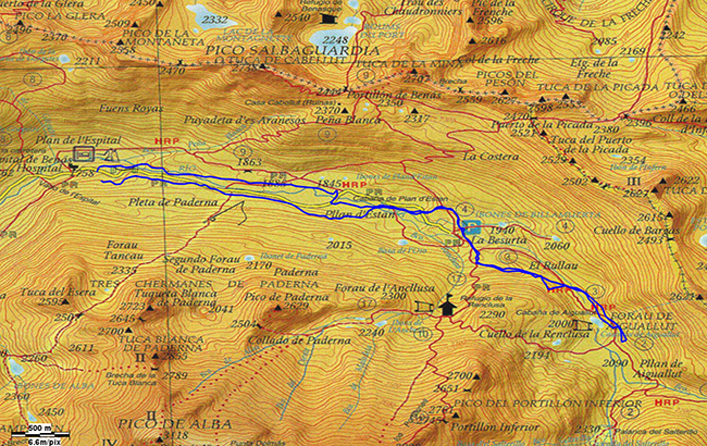 Mapa de la ruta Pico Pusilibro