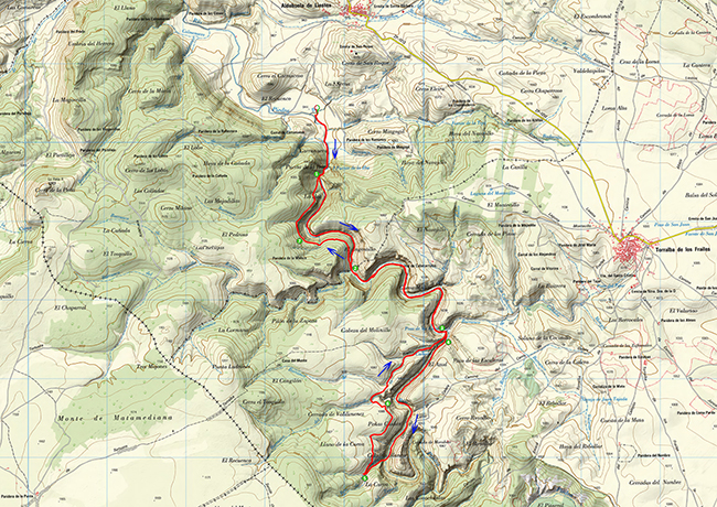 Mapa de la circular Hoces del Piedra - Aldehuela de Liestos - Campo de Daroca