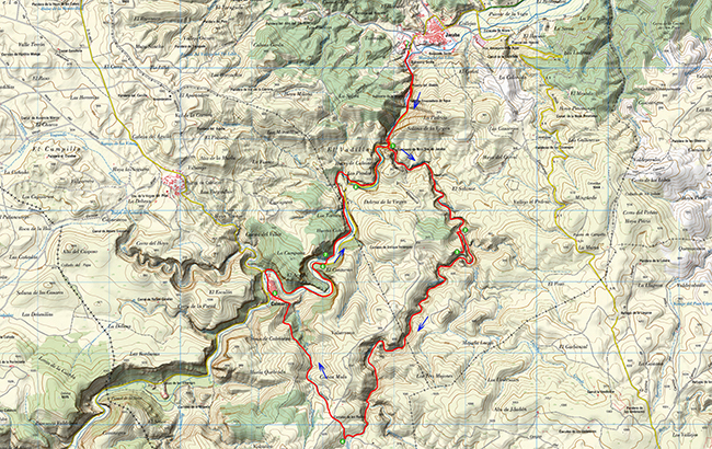 Mapa de la ruta circula Hoz Seca- Jaraba - Cruz de Armantes
