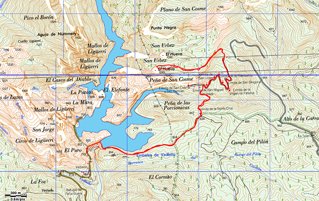 Mapa de la ruta Pico Pusilibro