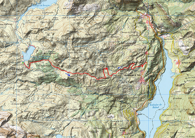 Mapa de la excursión desde Tramacastilla de Tena al ibón de las Paules o de Tramacastilla