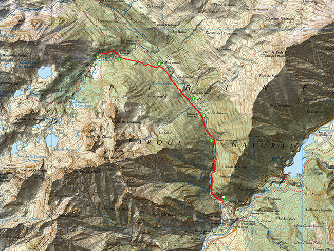 Mapa de la circular por la Sierra de Bonés - P.N. de la Sierra y Cañones de Guara