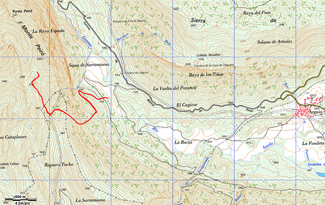 Mapa de la ruta Pico Pusilibro