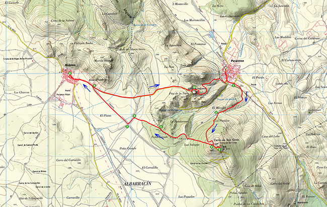 Mapa de la excursión desde Sansanet al Valle de los Sarrios