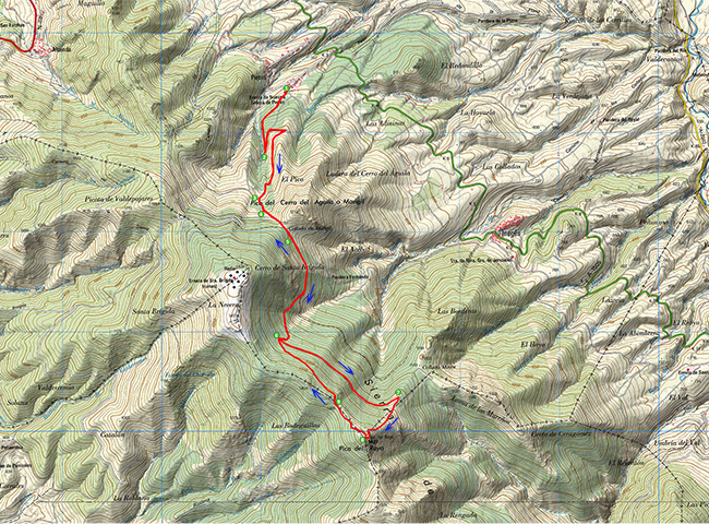 Mapa de la excursión subida al Pico del Rayo en la Sierra Vicor, Comarca Comunidad de Calatayud