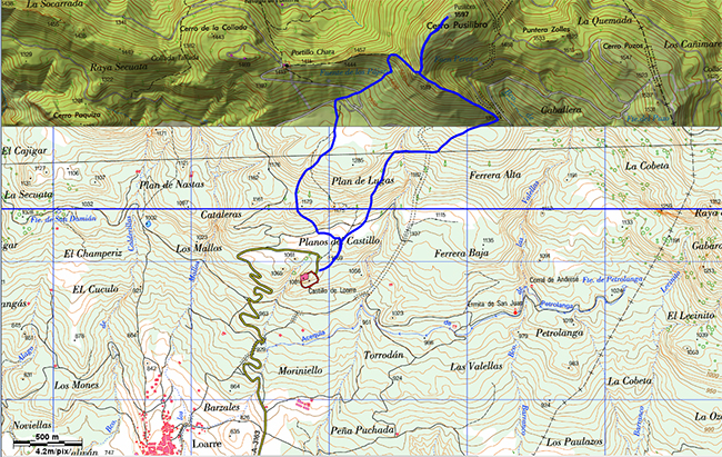 Mapa de la ruta Pico Pusilibro