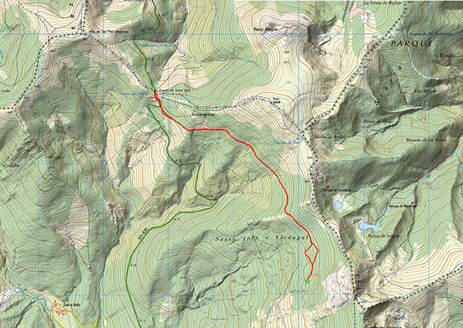 Mapa de la excursión a la Laguna Verde desde el Punto de Nieve Santa Inés