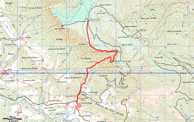 Mapa de la ruta Pico Pusilibro